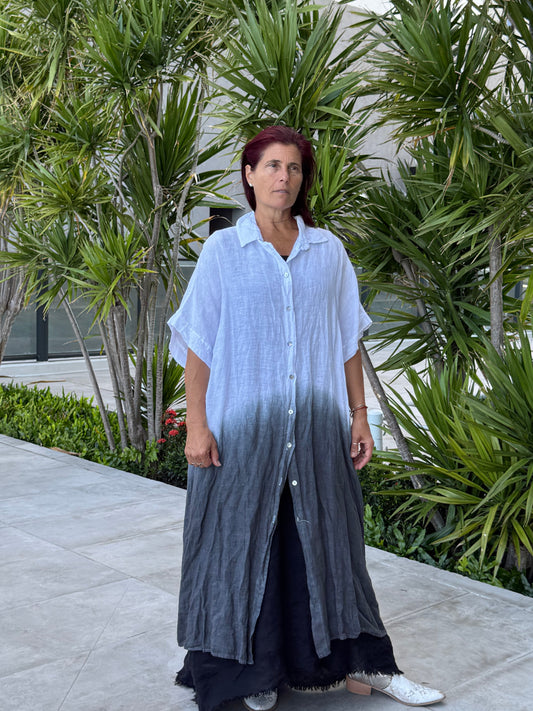 Linen Button-up Linen 2 Color Shirt Dress