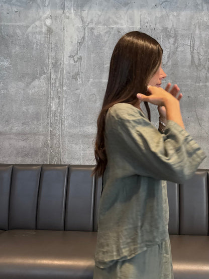 Linen Button-Back Blouse