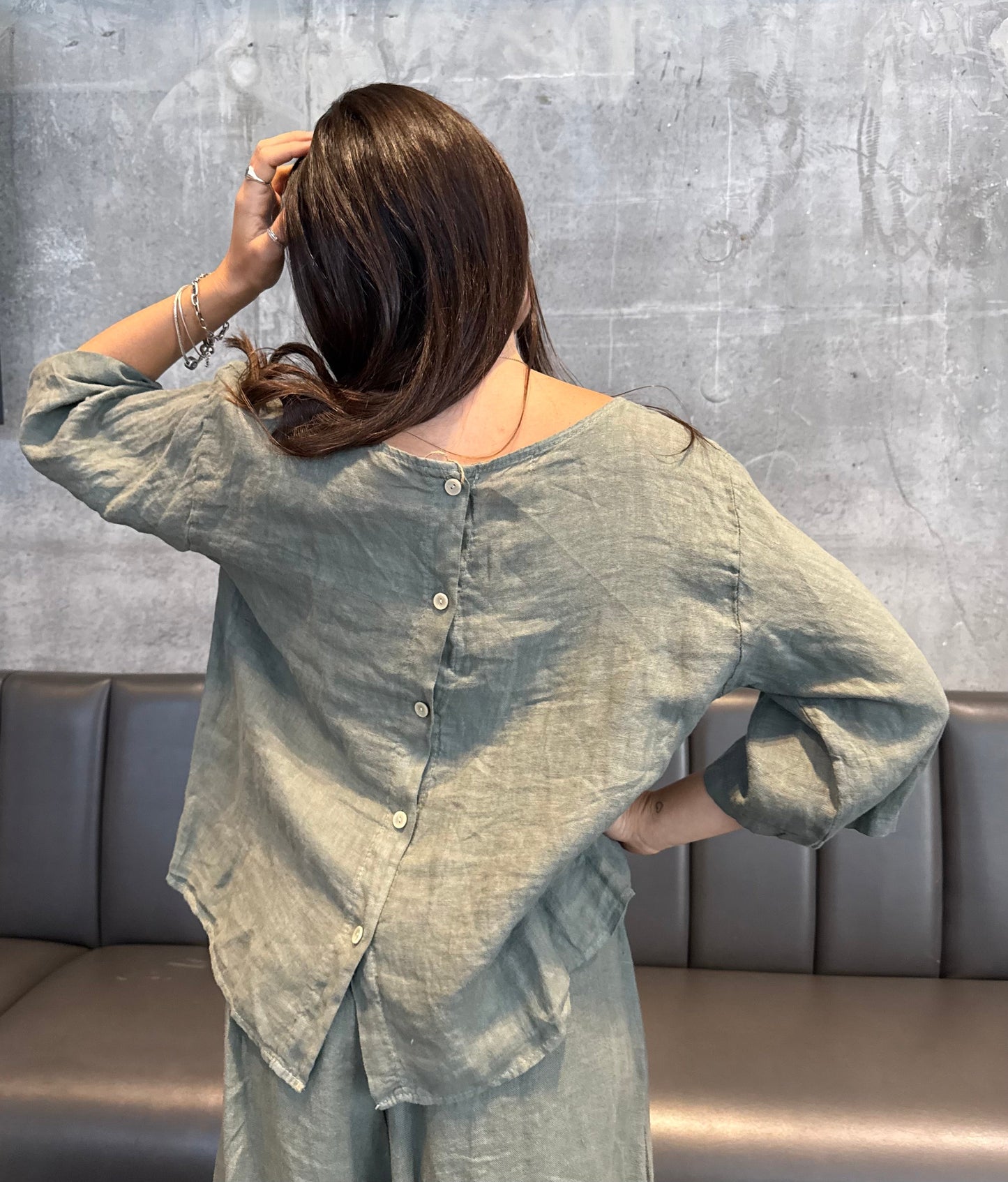 Linen Button-Back Blouse