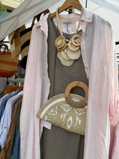 Linen Button-up Linen Shirt Dress