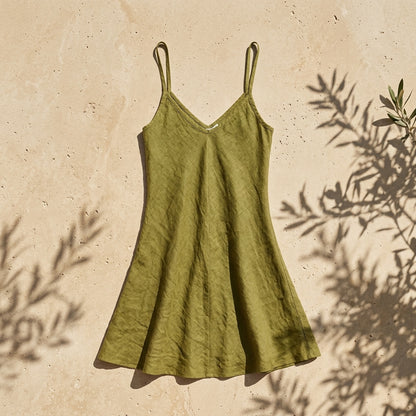 Linen Short Strappy Dress