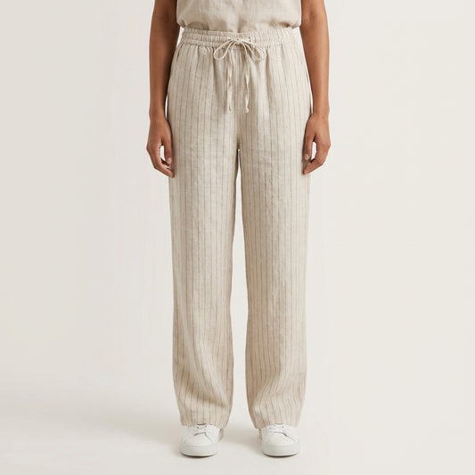 Straight Striped Linen Pants