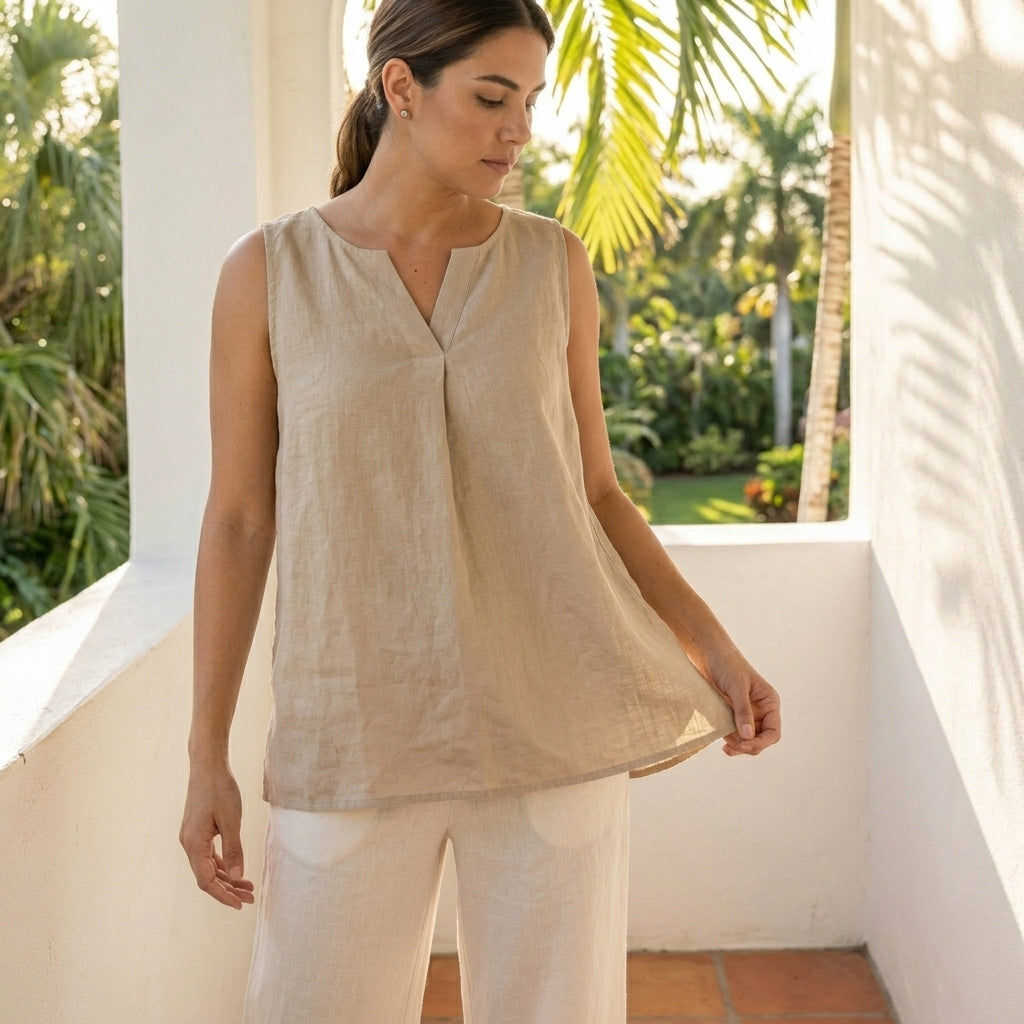 Linen Sleeveless Top