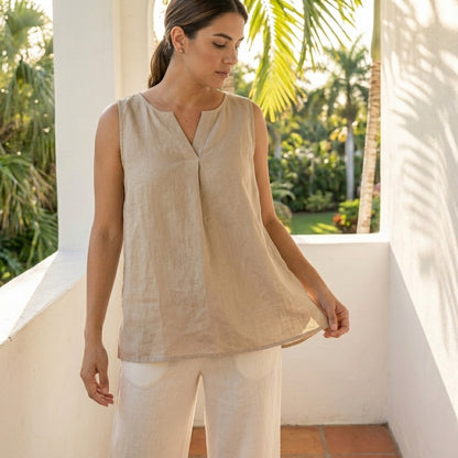 Linen Sleeveless Top