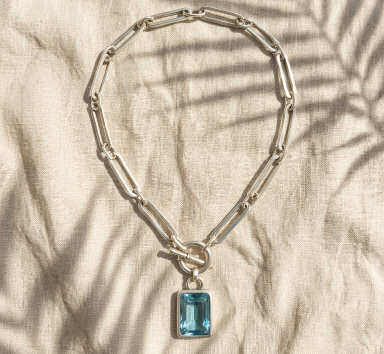 Capri Blue Crystal Pendant Necklace