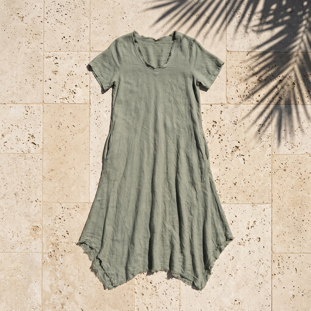 Linen Short Sleeves Dress