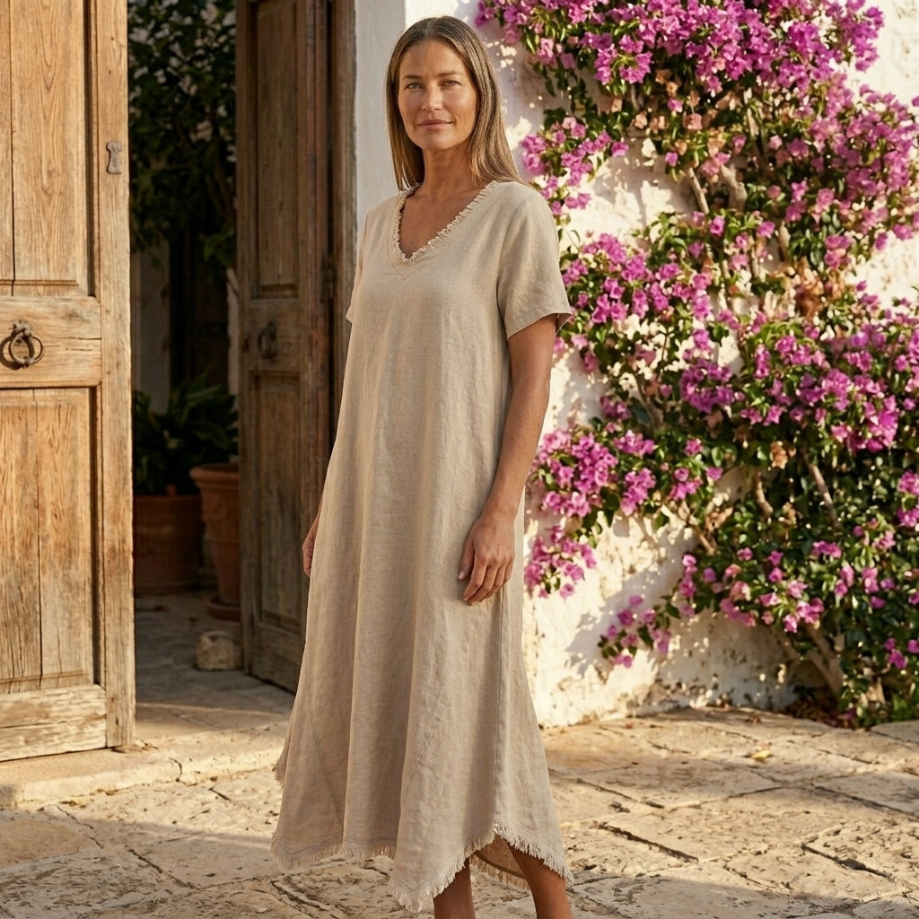 Linen Short Sleeves Dress