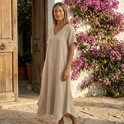 Linen Short Sleeves Dress