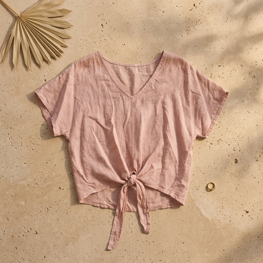 Linen Bottom Tie Shirt