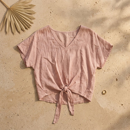 Linen Bottom Tie Shirt