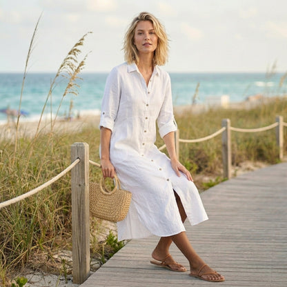 Linen Button-up Dress