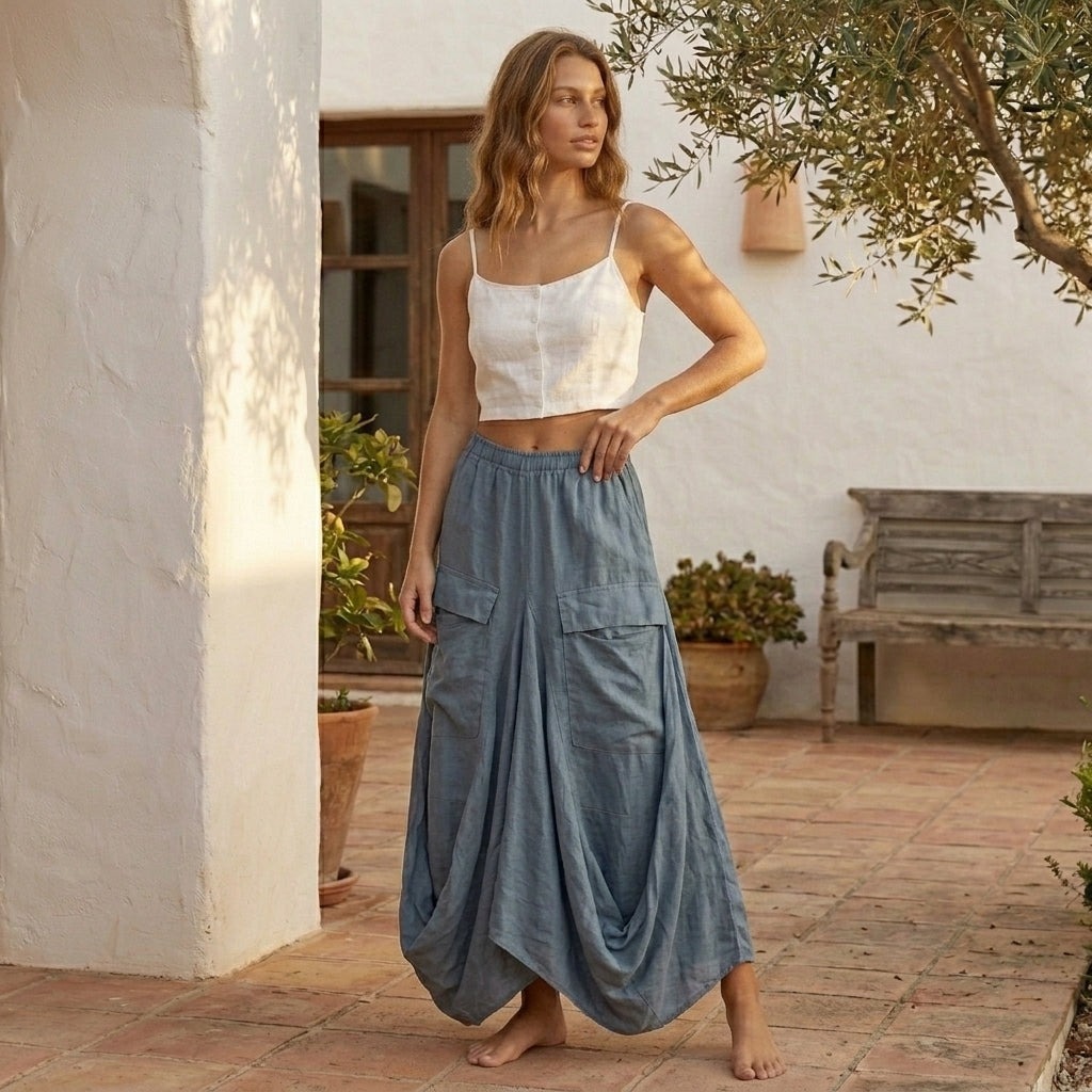 Pocket Linen Skirt