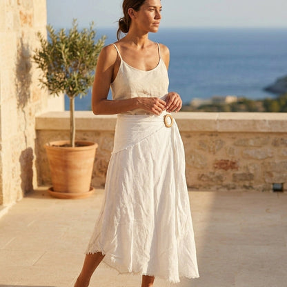 Tie Waist Linen Skirt