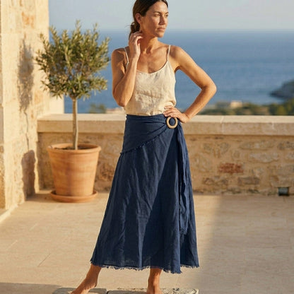 Tie Waist Linen Skirt