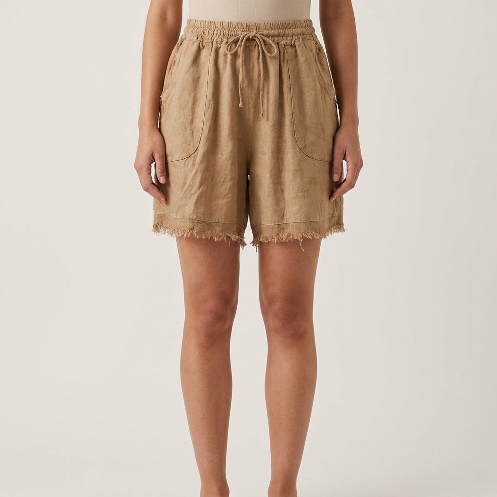Frayed Edge Linen Shorts