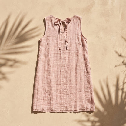 Tie-back Linen Mini Dress