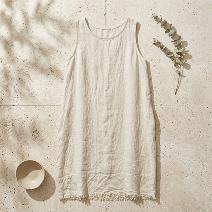 Fringe Linen Mini Dress