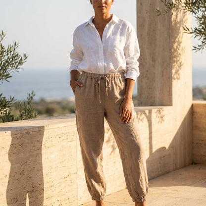 Drawstring Linen Joggers