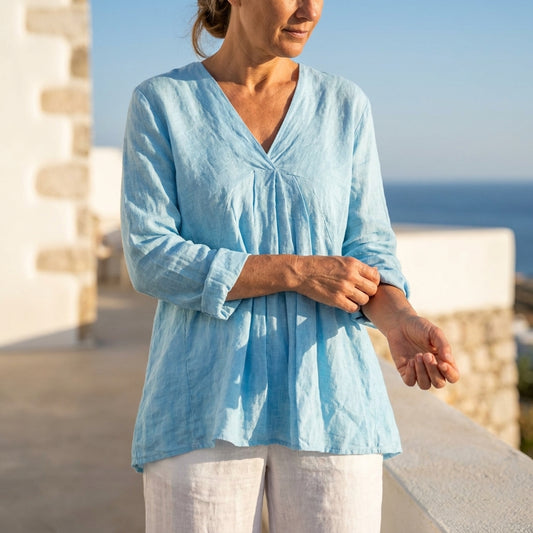 V-Neck Linen Tunic