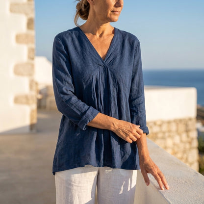 V-Neck Linen Tunic