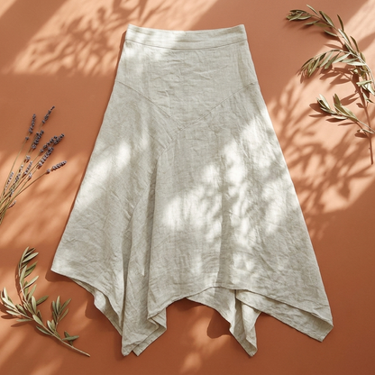 The Siena Asymmetrical Linen Maxi Skirt