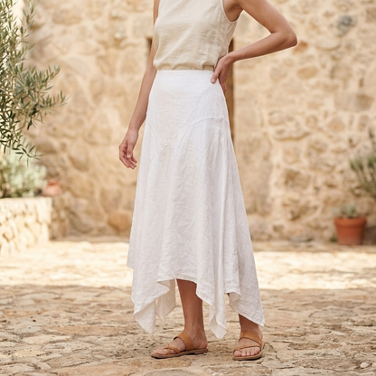 The Siena Asymmetrical Linen Maxi Skirt