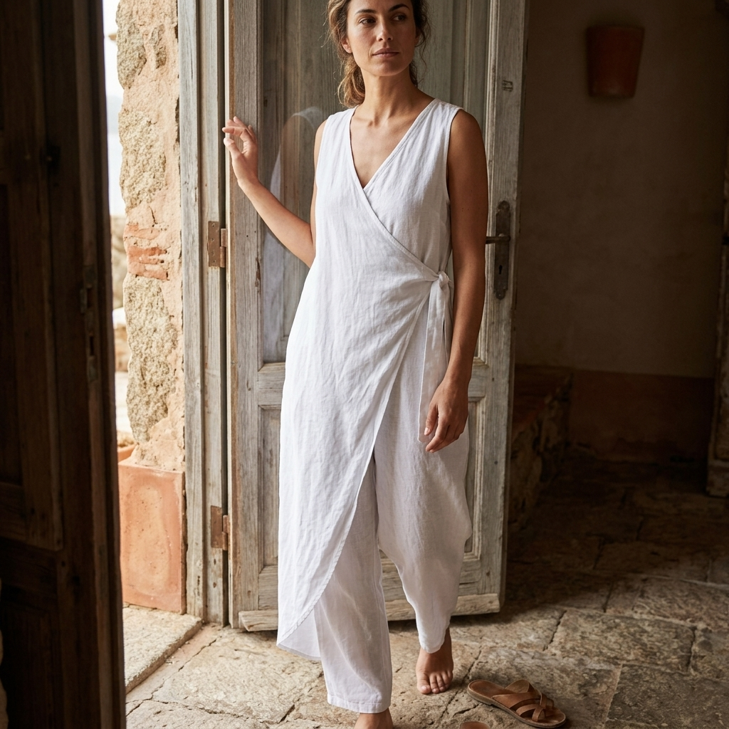 The Sofia Linen Wrap Jumpsuit