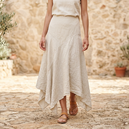 The Siena Asymmetrical Linen Maxi Skirt